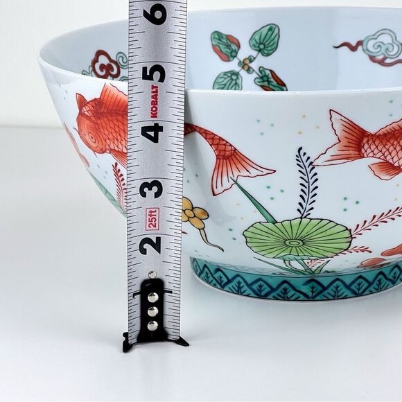 Vintage 10" Andrea by Sadek #6284 Porcelain Bowl Koi Fish & Underwater Flora - Picture 9 of 9